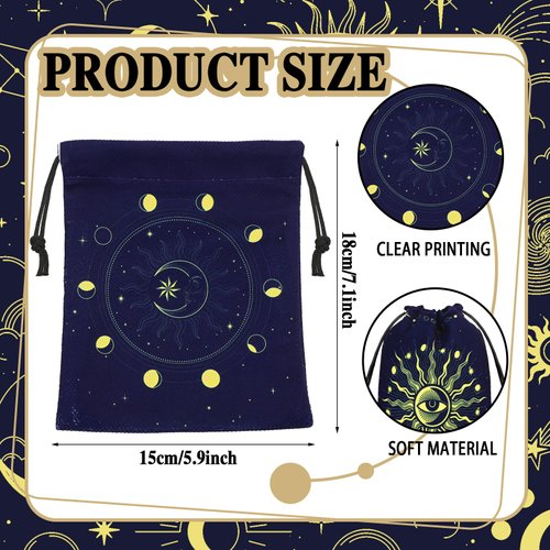 Paterr 16 Pcs Tarot Card Bag Velvet Storage Bag Vintage Tarot Rune Bag Dice Bag Tarot Velvet Pouches with Drawstrings Jewelry Pouch for Tarot Enthusiasts, 7.1 x 5.9 Inch (Classic Style)