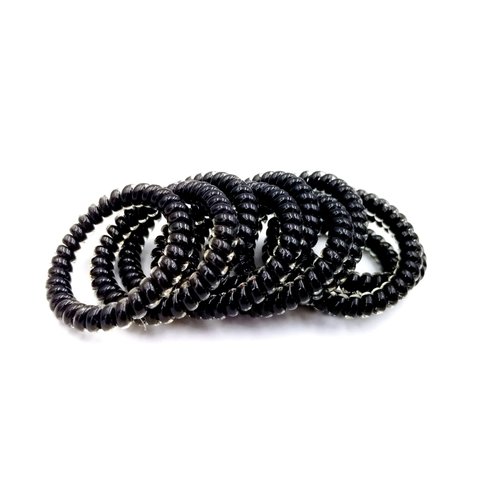Hodooly 15 Pcs Spiral Hair Ties, Black Coil elastics Hair Ties, Black Small Spiral Hair Ties,No Crease Hair Coils, Telephone Cord Plastic Hair Ties (15 black)
