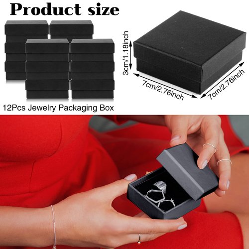 WSICSE 12pcs Jewelry Gift Boxes Small Gift Boxes for Necklace Ring Earring Jewelry Storage Box Cotton Filled Earring Boxes Gift Jewelry Organizer for Valentine's Day, Mother's Day