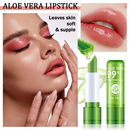 4 Pack Aloe Vera Color Changing Lipstick Set,Magic Temperature Color Change Lip Gloss Makeup Set,Waterproof Tinted Lip Balm Moisturizer,Long Lasting Nutritious Moisturizing PH Mood Lipstick for Women