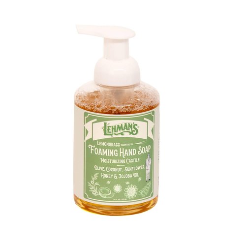 Lehman's Castile Foaming Hand Soap, Mild and Moisturizing and All Natural, Essential Oil Scented, 16 fl oz, Lemongrass