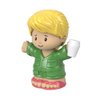Fisher-Price Little-People Figure - HCG95 ~ Coffee Shop Customer with Long Blonde Ponytail, Dressed in Green and Holding Coffee Cup ~ Works Great with Any Little-People Playset