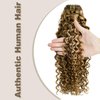 Hyssiet Curly Human Hair Clip in Extensions 7pcs with 16 Clips Healthy Wavy Clip Hair Extensions Real Human Hair 120g18 Inch Dark Brown Highlighted Honey Blonde Soft Thick Curly Hair Extensions