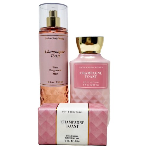 CHAMPAGNE TOAST - Includes Fine Fragrance Mist, Body Lotion and Shea Butter Cleansing Bar - FULL SIZE