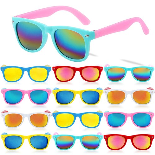 GoodUping 12Pack Kids Sunglasses Party Favor, Kids Sunglasses Bulk with UV400 Protection for Boys Girls Age 3-8, Pool Beach Summer Party Supplies