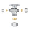 Eastman Quarter-Turn Dual Outlet 3-Way Stop Valve, 3/8 Inch OD Compression x 1/4 Inch OD Compression x 5/8 Inch OD Compression, Chrome Plated, 48654LF