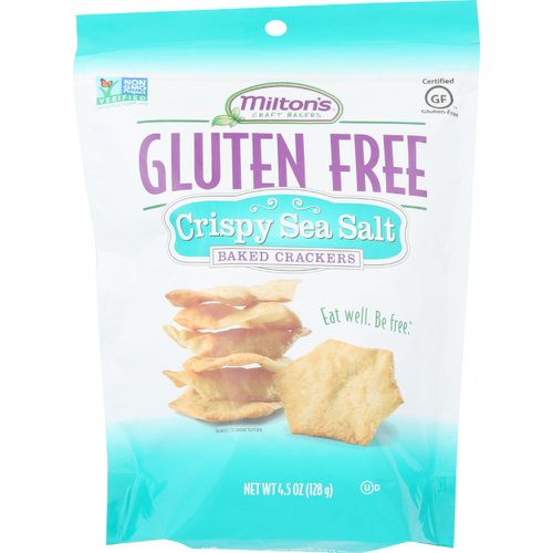 Milton's Craft Bakers Gluten Free Crispy Sea Salt Crackers - Baked Sea Salt Crackers, Non-GMO Project Verified, Kosher, Certified Gluten Free Sea Salt Snack, 5 Grains In Every Bite - 4.5 Oz
