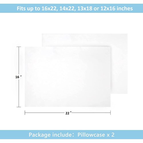 Youth Pillowcase 16" x 22" Size Pack of 2 Pieces Kids Travel Pillow Cover Envelope Closure 500 Thread Count 100% Egyptian Cotton & Hypoallergenic Fits Pillows Sized 12x16, 13x18 or 14x19 White