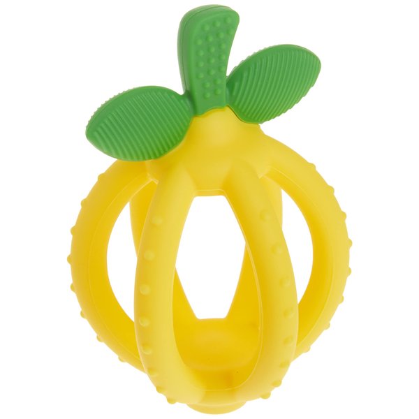 Itzy Ritzy Teething Ball & Training Toothbrush - Silicone, BPA-Free Bitzy Biter Lemon-Shaped Teething Toy Features Multiple Textures to Soothe Gums & an Easy-to-Hold Design (Lemon)