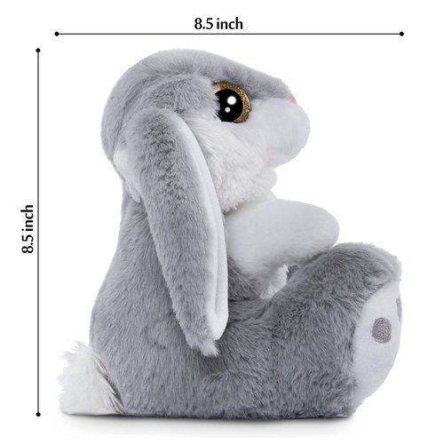Nleio Bunny Rabbit Stuffed Animal, 8.5" Bunny Plush with Floppy Ears, Huggable & Washable, Baby Stuffed Animals Plush Toy for Girls Boys Kids Friends Easter Birthday Gifts (Gray)