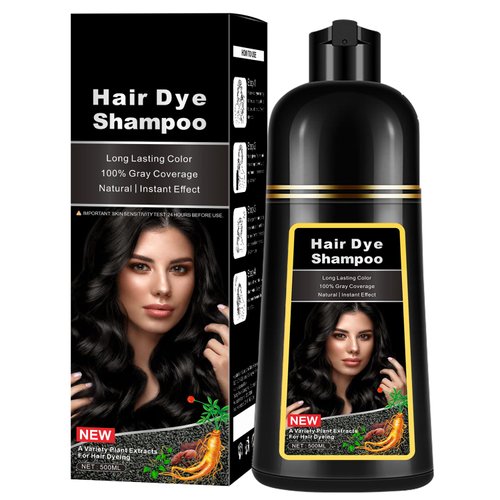 Natural Black Hair Dye Shampoo,Magic Hair Dye Shampoo,Colors Hair in 15 Minutes,Long Lasting,500 ...