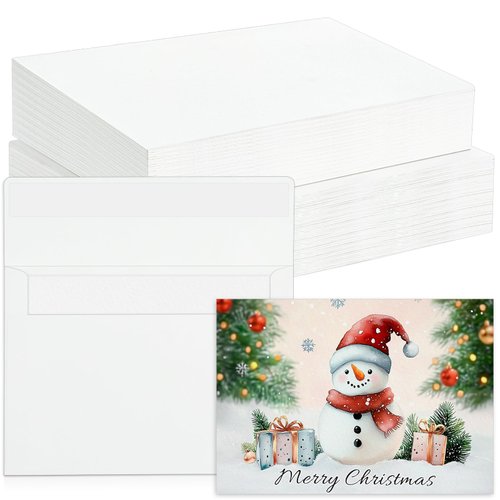 Prudiut 60 Sets Watercolor Paper with Envelopes, 140 lb/300 GSM NOT FOLDABLE Watercolor Paper Cards Blank Watercolor Postcards for Christmas Greeting Cards, Wedding Invitations, Thank You Cards