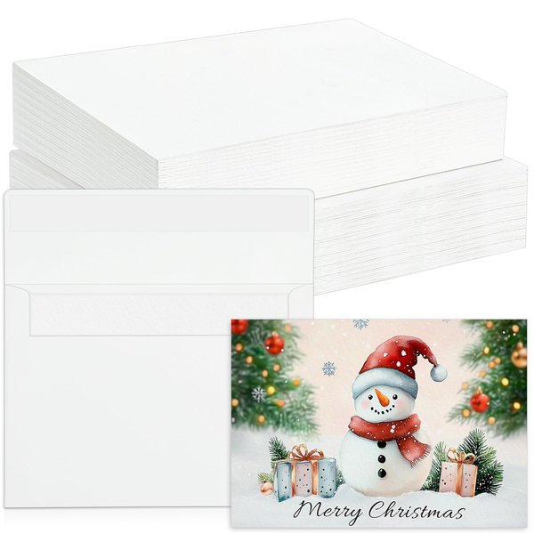 Prudiut 60 Sets Watercolor Paper with Envelopes, 140 lb/300 GSM NOT FOLDABLE Watercolor Paper Cards Blank Watercolor Postcards for Christmas Greeting Cards, Wedding Invitations, Thank You Cards