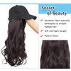 SEGO Baseball Cap with Hair Extensions for Women Adjustable Hat with Hair Attached Synthetic Long Wavy Wig with Black Hat Stylable for Pigtail Ponytail 16 Inch Dark Brown 290g