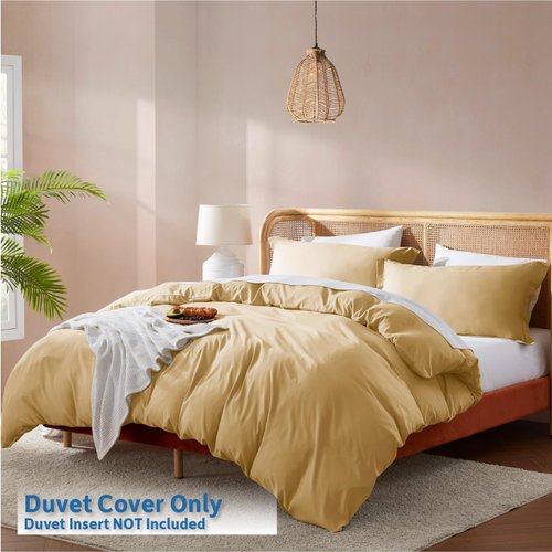 Nestl Twin Duvet Cover Set - Soft Double Brushed Camel Gold Duvet Cover Twin/Twin XL, 2 Piece, with Button Closure, 1 Duvet Cover 68x90 inches and 1 Pillow Sham