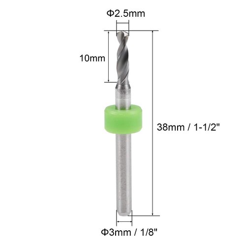 uxcell PCB Drill Bits 2.5mm Tungsten Carbide Rotary Tool Jewelry CNC Engraving Print Circuit Board Micro Drill Bits 1/8" Shank 10 Pcs