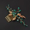 Jumwrit Crystal Hair Comb for Wedding Gold Leaf Hair Comb for Bride Bridesmaid Handmade Rhinestone Headpiece Bridal Hair Accessories