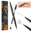LOKFAR Microblading Eyebrow Pen, 2-In-1 Dual-Ended Waterproof Eyebrow Pencil with 4-Fork-Tip & Ultra-Precise Tip, and an Angled Eyebrow Brush, Eye Brow Pencils for Women -Light Brown