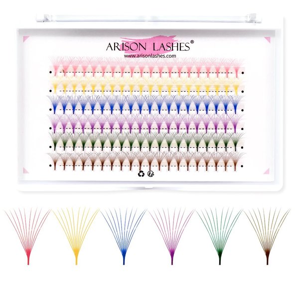 Colored Premade Fans Eyelash Extensions 10D 12mm Professional Colored Individual Lashes Volume Lash Extensions Ponited Base Premade Fans…