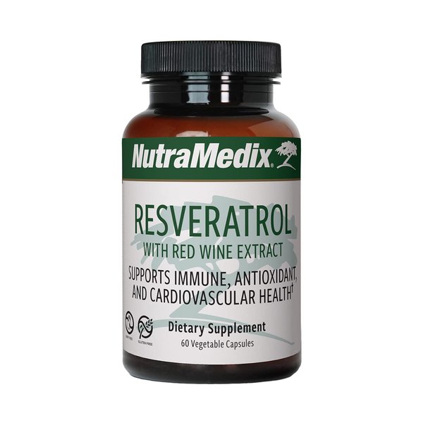 NutraMedix Resveratrol Capsules - Bioavailable Antioxidants Supplement from Red Wine Extract + Grape Skins - 200mg Japanese Knotweed for Immune & Cardiovascular Support (60 Capsules)