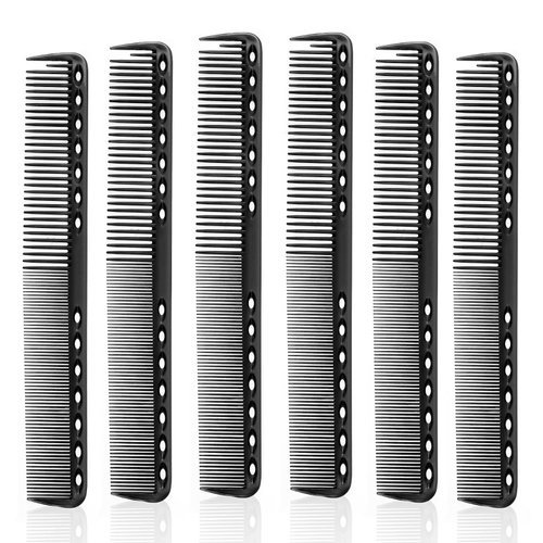 salbsever 6Pcs Carbon Fiber Cutting Comb Haircutting Combs Professional Heat Resistant Comb, Barber Comb Hair Stylist All Purpose Combs Medium and Fine Tooth for Man Woman Clipper Cuts Home Salon