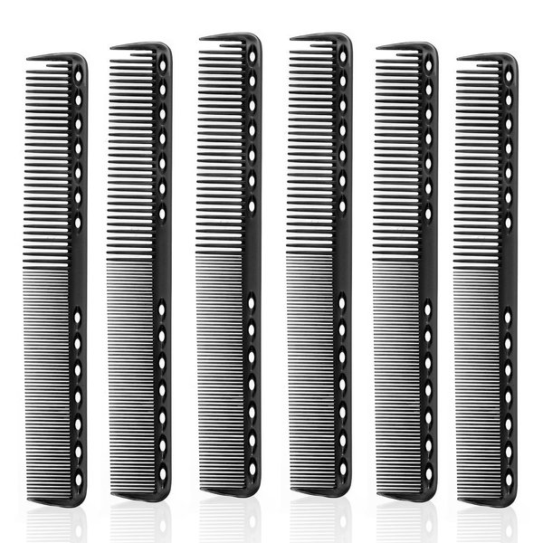 salbsever 6Pcs Carbon Fiber Cutting Comb Haircutting Combs Professional Heat Resistant Comb, Barber Comb Hair Stylist All Purpose Combs Medium and Fine Tooth for Man Woman Clipper Cuts Home Salon
