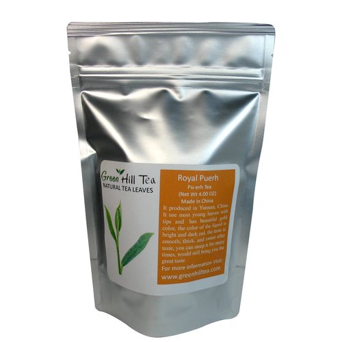 Greenhilltea Royal puerh Royal Pu-Erh Tea, A malty, smooth tea having deepest tones of chocolate and espresso - 4 Oz Bag