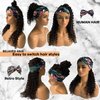 22 Inch Culry Human Hair Headbands Wigs Natural Black None Lace Front Wavy Wigs 150% Density Half Wig With 4 Combs Glueless Wig Can Be Restyle