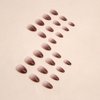 ANDGING Brown Press on Nails Almond Short Ombre Glue on Nails with Gradient Design Fake Nails for Wedding Birthday Women Manicure Acrylic False Nails 24Pcs Gel Stick on Nail with Glue AGJ68OP