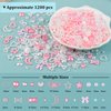 1200Pcs 3D Multi Shapes Nail Charms and Flatback Pearls, White&Pink Mix Styles Heart Star Bow Sunflower Embellishments for Nail Art, Craft and Decoration with Tweezer and Pickup Pencil