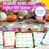 Happy Thanksgiving Bingo Game, 12PCS Bilingual English and Spanish Bingo Board Game, 12 Players Bingo Game Set for Teenager or Adults Thanksgiving Party, Fun Interesting Activity Fall Party Supplies