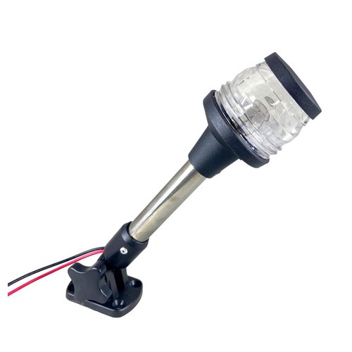 Pactrade Marine Stainless Steel 10" Foldable Warm White All-Round 360 degree Stern Navigation Anchor light Pole Light for Boat, Pontoon, Fishing Boat, Kayak