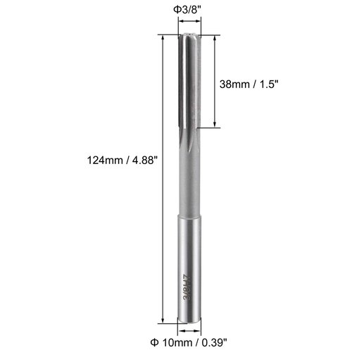 uxcell 3/8" Chucking Reamer H7 Accuracy High Speed Steel Lathe Machine Reamer 6 Straight Flutes Round Shank Milling Cutter Tool for Bore Machining 2pcs