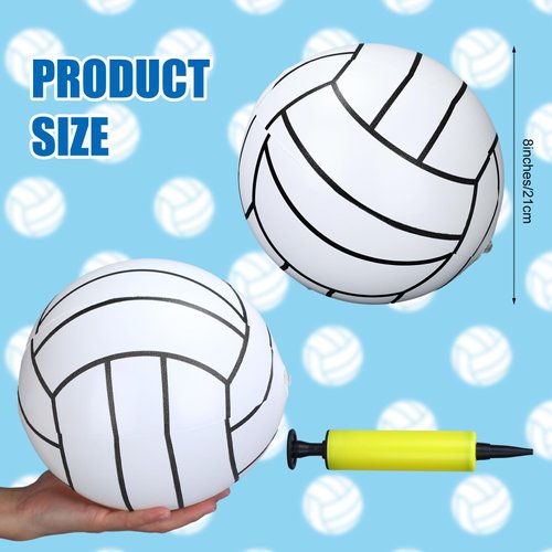 Poen 12 Pcs Inflatable Volleyball 8 Inch Water Pool Volleyball with Pump Sports Blow up Beach Balls for Adults Teenagers Outdoor Summer Swimming Pool Game Party Favors