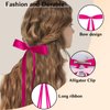 ANBALA Big Hair Bows for Women, 4 PCS Satin Ribbon Hair Bows Set, Tassel Bowknot Hair Clips with Long Tail, Cute Hair Barrettes Bowknot Tassel Claw Hair Clips for Girls (Pink and Hot pink)