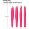 Tweezers Set, High Precision Stainless Steel Eyebrow Tweezers for Facial Hair, Inward Growing Hair and Splinter Remover Kit, Suitable for Women and Men, 4-Piece Set. (pink)