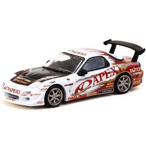 RX-7 FD Stage-D A'PEXi RHD (Right Hand Drive) White with Graphics Global64 Series 1/64 Diecast Model by Tarmac Works T64G-022-AP2