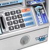 Dr. STEM Toys Kids Talking ATM Machine Savings Piggy Bank with Digital Screen, Electronic Calculator That Counts Real Money, and Safe Box for Kids, Silver