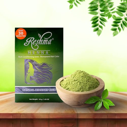 Reshma Beauty 30 Minute Henna Hair Color |Infused with Natural Herbs, For Soft Shiny Hair| Henna Hair Color/Dye, 100% Gray Coverage| Semi Permanent | Ayurveda Hair Products (Midnight Blue, Pack Of 1)