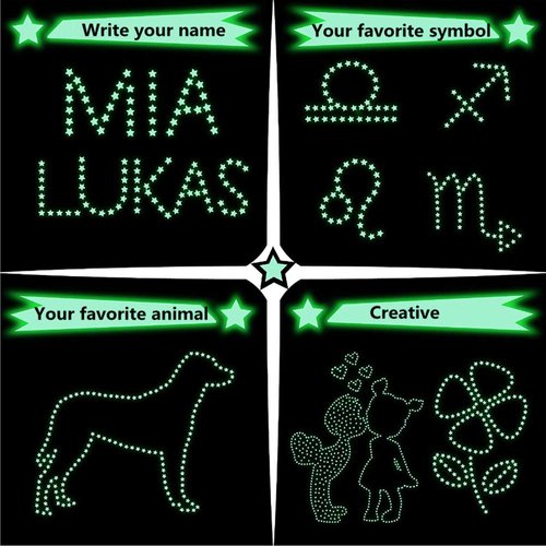 Aooyaoo Glow in The Dark Stars Wall Stickers, Glowing Stars for Ceiling and Wall Decals, 3D Glowing Stars,Excluding The Moon，Perfect for Kids Bedding Room or Party Birthday Gift(606Pcs, Green)