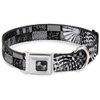 Buckle-Down Seatbelt Buckle Dog Collar - Grunge Chaos Black/White - 1" Wide - Fits 9-15" Neck - Small