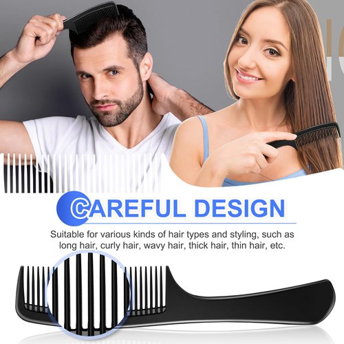 3 Pieces Rsiynax Professional Teasing Comb, Premium Black Carbon Fiber Hair Comb Set for Cutting and Styling, Fine and Wide Tooth Hair Barber Combs for Women and Man
