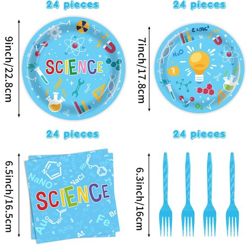 96 Pcs Science Birthday Plates Science Party Supplies Science Birthday Party Decorations Science Party Favors