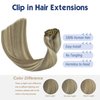 HUAYI Clip in Hair Extensions,Double Weft Ash Blonde Mix With Bleach Blonde Brazilian Hair,Remy real Human Hair(22In 7pcs 70g)