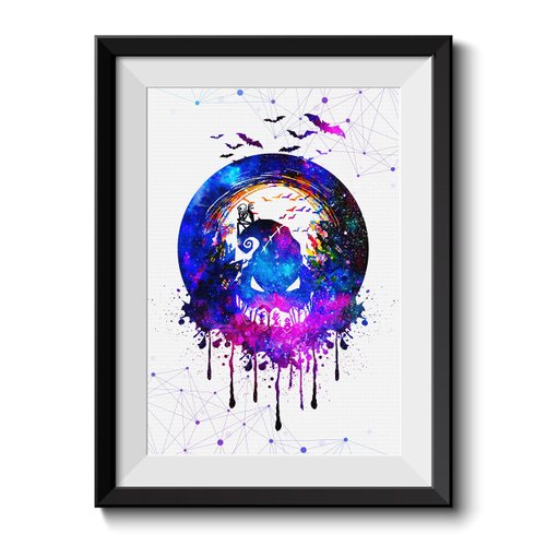 Uhomate Jack and Sally Nightmare Before Christmas Home Canvas Prints Wall Art Inspirational Quotes Wall Decor Living Room Bedroom Bathroom Artwork C027 (8X10)