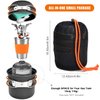 Odoland Camping Cookware Stove Carabiner Canister Stand Tripod and Stainless Steel Cup, Tank Bracket, Fork Spoon Kit for Backpacking, Outdoor Camping Hiking and Picnic,Orange