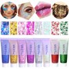 MAEPEOR Face Body Glitter Gel 14 Colors Mermaid Sequins Body Glitter Gel Chunky Holographic Glitter Liquid Body Makeup for Face Body Hair Nails (50ml, F13 Christmas)