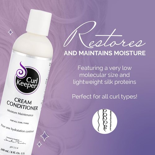 Curl Keeper Cream Conditioner for Curly Hair, 8 Fl Oz - Lightweight Daily Hair Conditioner for All Curl Types - Moisturizing & Deep Conditioning Helps Detangle, Maintain Shine & Locks-In Color