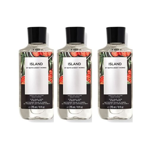 Bath and Body Works Mens Island Signature Collection 3-in-1 Hair, Face & Body Wash 10 Fl Oz Lot of 3 (Island)