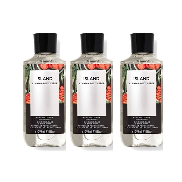 Bath and Body Works Mens Island Signature Collection 3-in-1 Hair, Face & Body Wash 10 Fl Oz Lot of 3 (Island)
